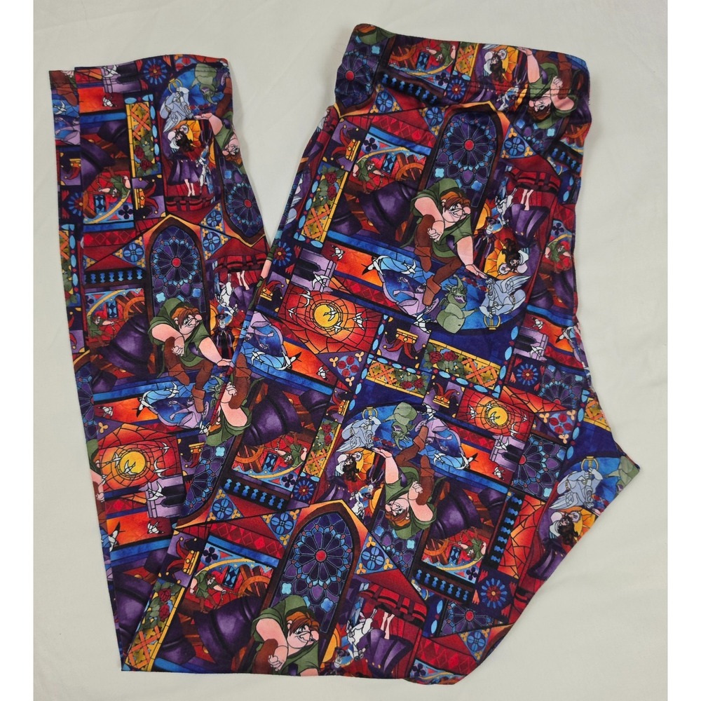 Disney Hunchback Notre Dame Leggings Stained Glass Quasimodo Esmeralda